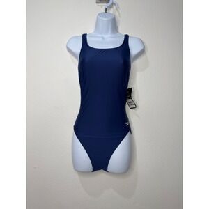 Speedo Womens Pro LT Flyback One Piece Swimsuit Navy Blue Size 12/38 NEW